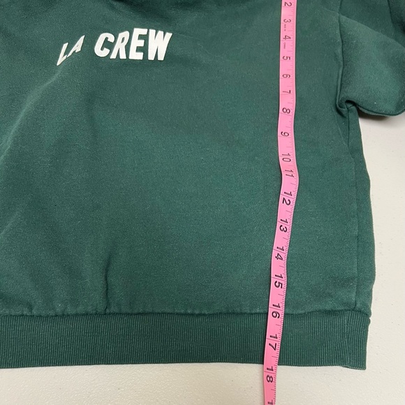 Forever 21 Hoodie Cropped Women’s Small Green Y2K LA CREW Pullover Sweatshirt - Picture 7 of 10
